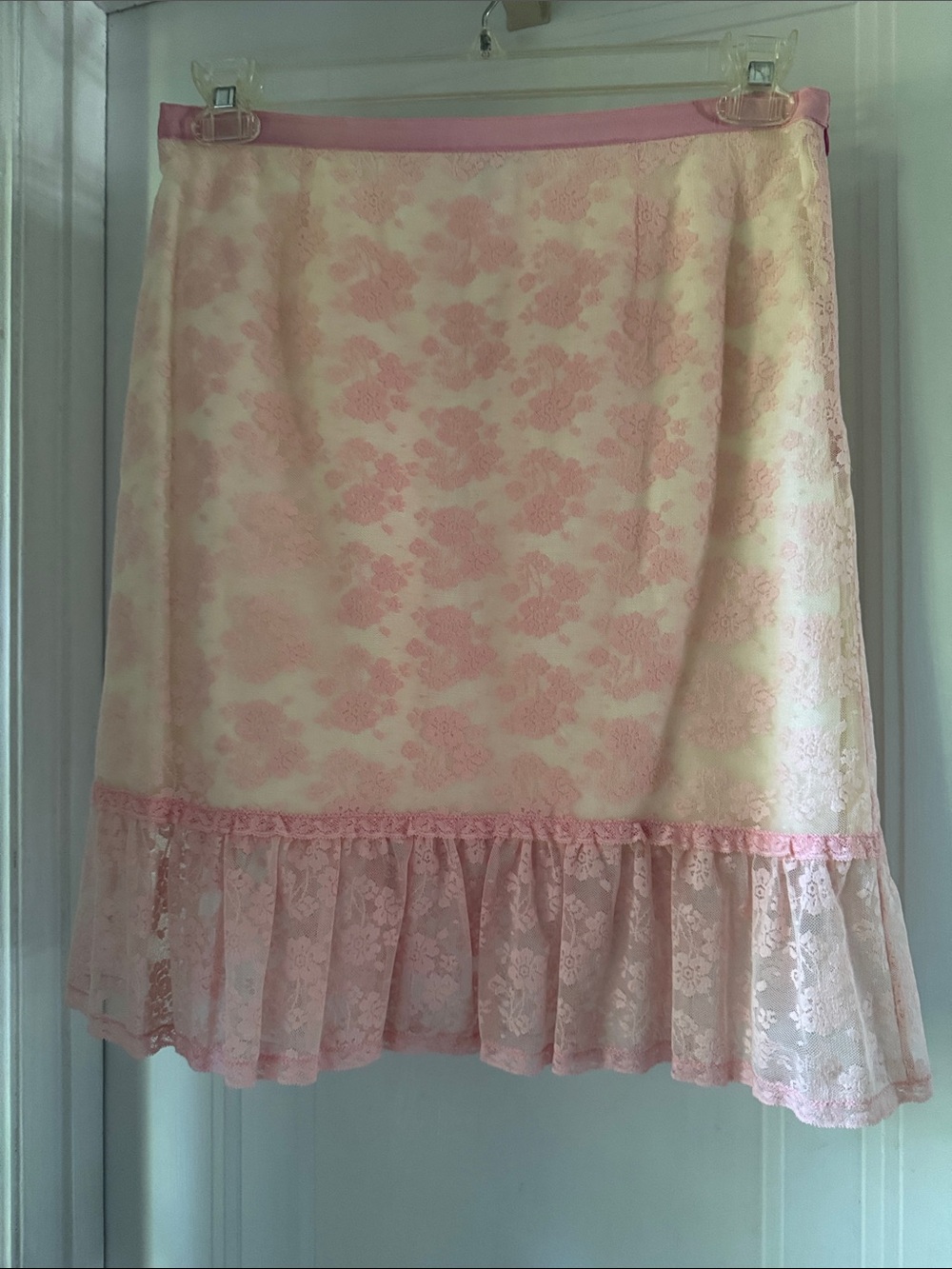 Moschino Pink Floral Lace-Trim Mini Skirt